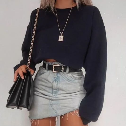 Isabella | Long Sleeve Cropped Blouse Chic Fashion Top