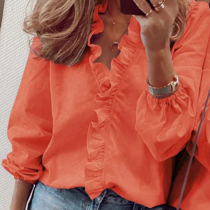 Camille | Long-Sleeve Ruffled Blouse