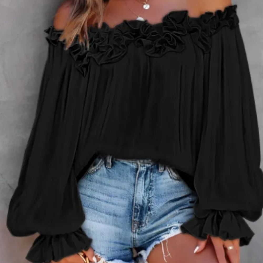 Nora | Chic Off-Shoulder Lotus Leaf Sleeve Blouse
