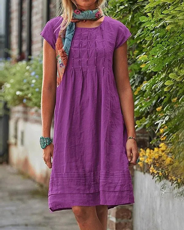Maisie - Casual vintage plain linen dresses for women
