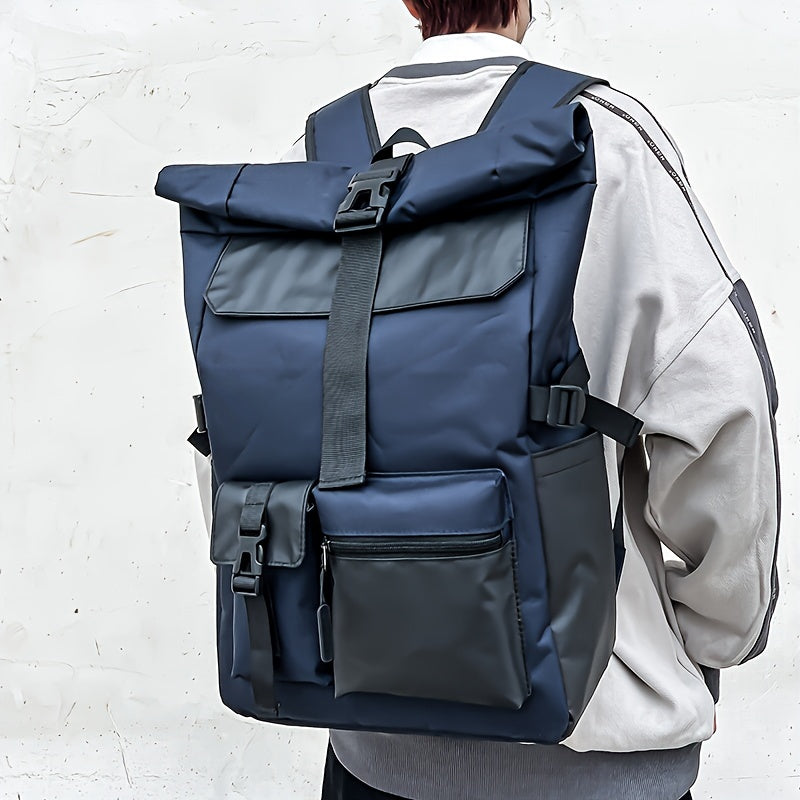 Liam | Trendy Waterproof Travel Bag Laptop Rolltop Backpack-Elly Rose