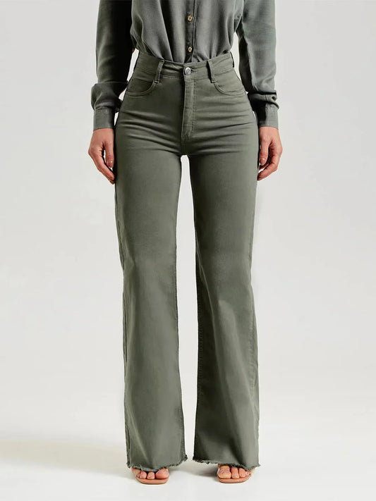 Frayed flared pants for women