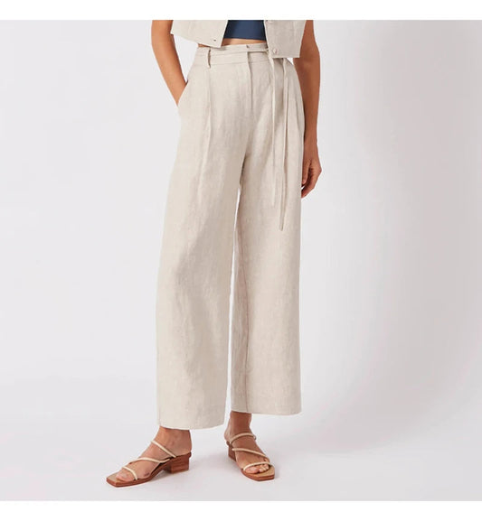 Wide pants with drawstring for women