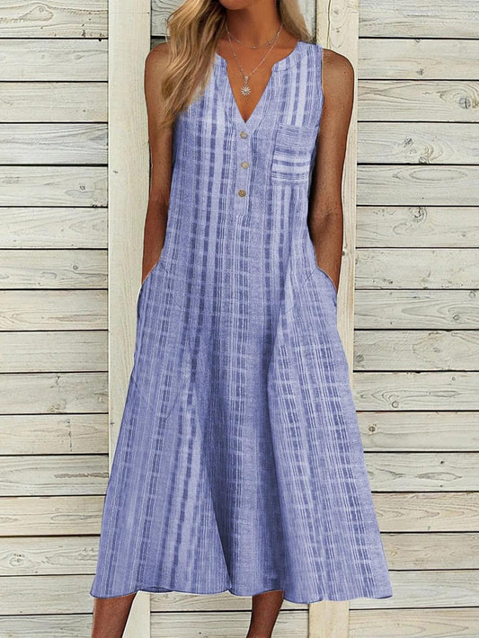 Valenne - Sleeveless plain dresses with pointed necklines.