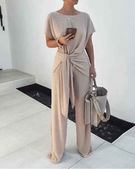 Elissa - Stylish and Comfortable Beige Summer Set for Women