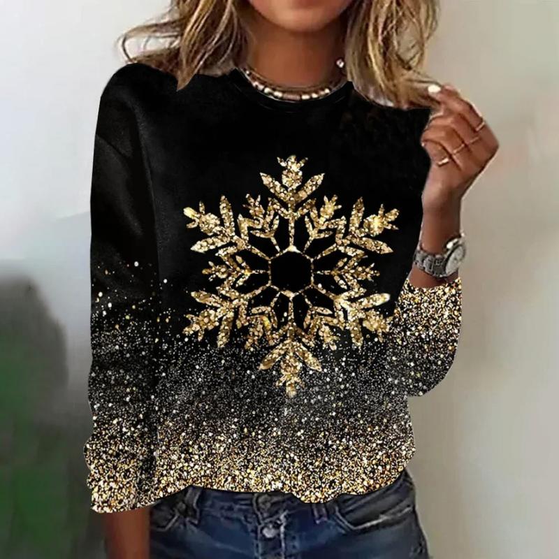 Women's long sleeve top with sparkly snowflake design