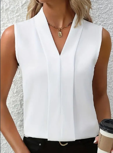 Sina - Elegant sleeveless V-neck blouse for women