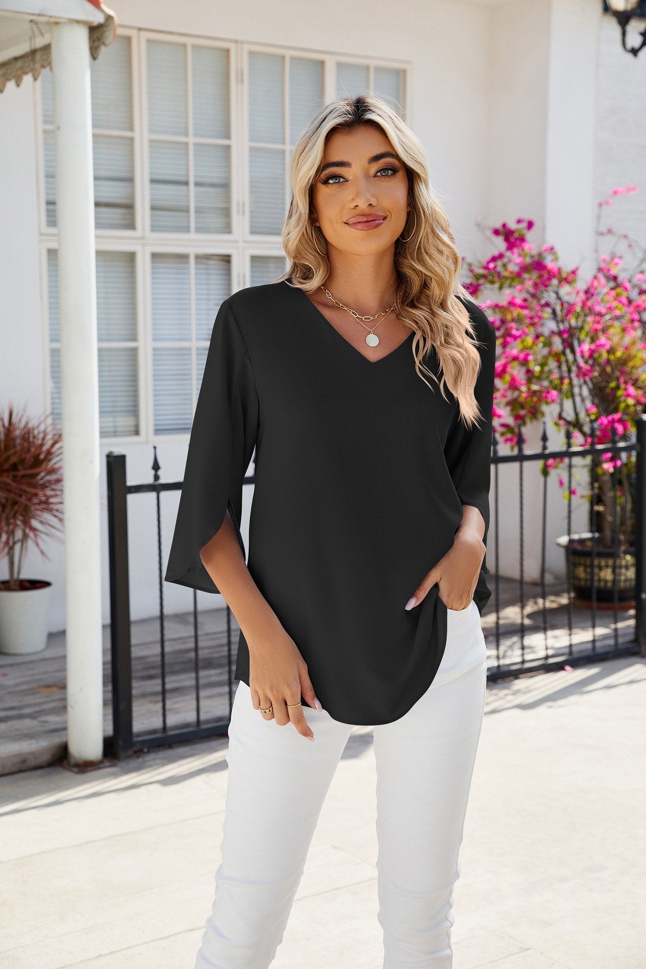 Minerva | Elegant V-Neck Blouse Ladies