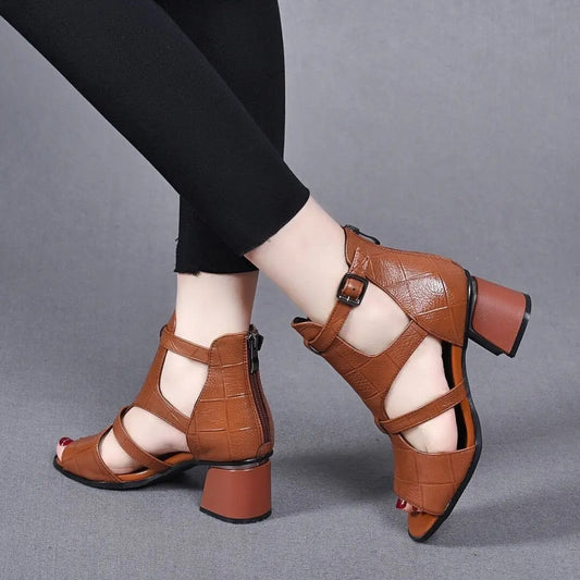 | Shoes with chunky heel and adjustable strap