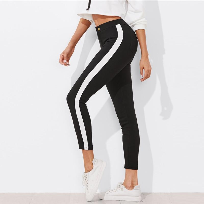 Zuri - Panel stripes skinny leg pants