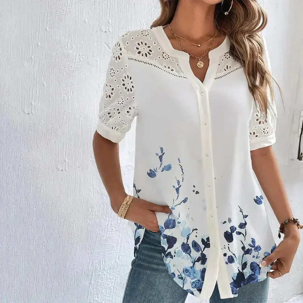 Tanja - Lace blouse with short sleeves