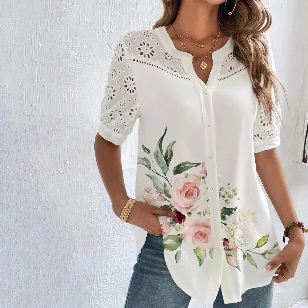 Tanja - Lace blouse with short sleeves