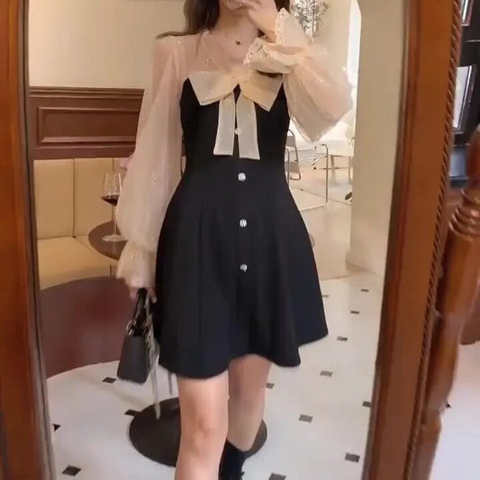 Annela | Ladies long sleeve mini party dress