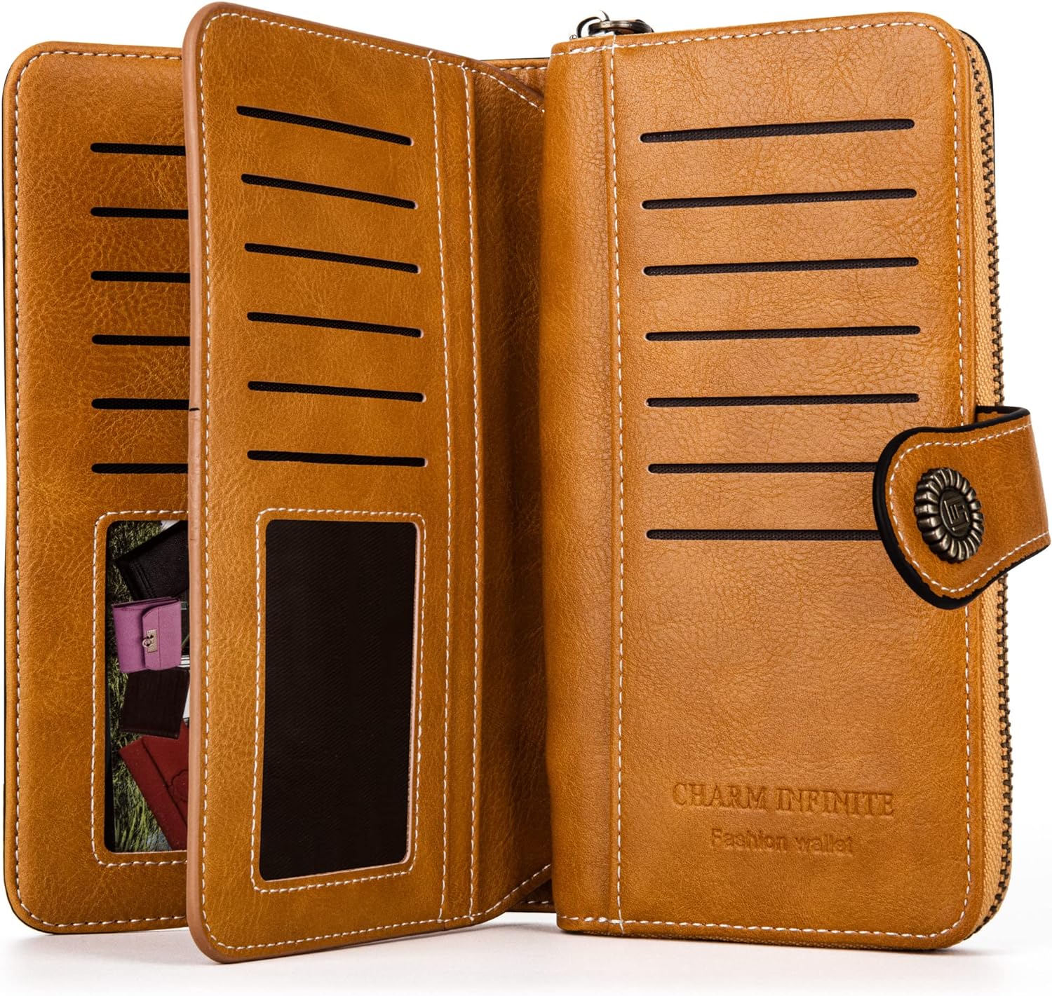 Leather wallet with strap | Large capacity-Elly Rose